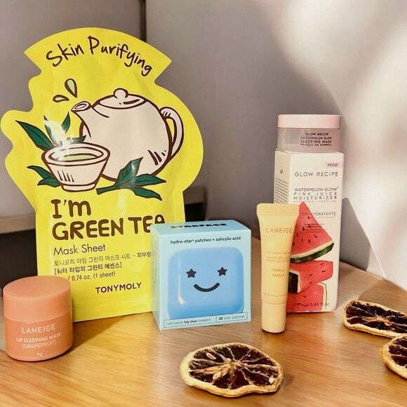 6x mini bundle Glow Recipe Laneige Starface Pink Juice Lip Sleep Mask Glowy Balm - Picture 4 of 8